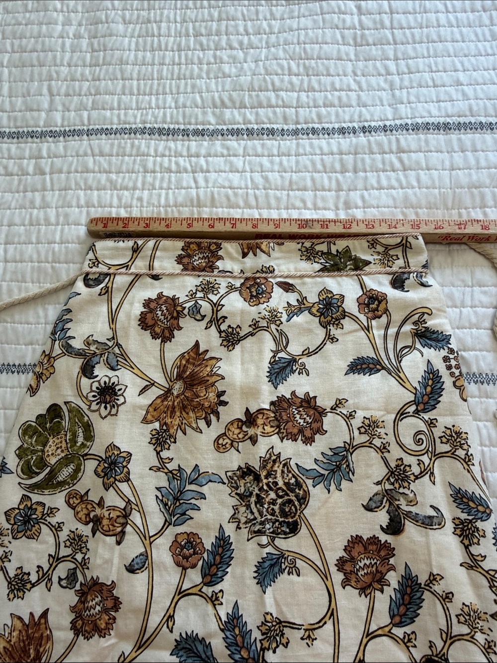 Calypso- Floral Tiered Maxi Skirt in Cream with Blue and Brown Accents - Picture 8 of 12